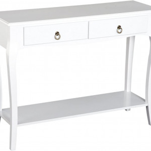 MAA212 - Masa toaleta, 100 cm, consola cosmetica machiaj masuta vanity make-up cu raft pentru hol - Alb - Img 8
