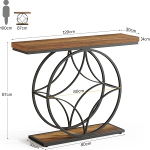MACI1 - Masa Consola, 120 cm, masuta hol, cu spatiu de depozitare, living, dormitor - Negru - Maro - Img 10