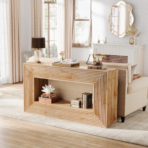 MAM31 - Masa Consola, 150 cm, masuta hol cu Front Riflat, living, dining, dormitor - Maro