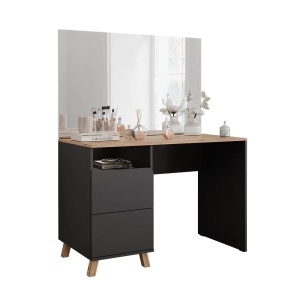 Masuta machiaj cu Oglinda LED si 2 Sertare pentru Cosmetice, Set Masa toaleta 110 cm, Gri, masuta cosmetica, vanity - SEG18 - Img 7