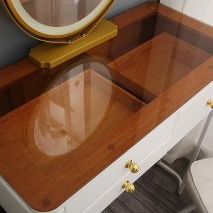 Masuta machiaj cu Oglinda LED si 6 Sertare pentru Cosmetice, Set Masa toaleta 120 cm, Alb, masuta cosmetica, vanity - SEA163 - Img 5