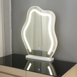 Masuta machiaj cu Oglinda LED si 6 Sertare pentru Cosmetice, Set Masa toaleta 80 cm, Alb, masuta cosmetica, vanity - SEA169 - Img 4