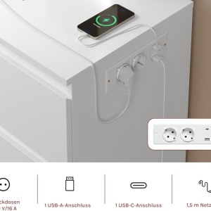 Masuta machiaj cu Oglinda LED si 7 Sertare pentru Cosmetice, Set Masa toaleta 110 cm, Alb, masuta cosmetica, vanity - SEA907 - Img 6