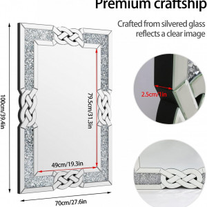 OGG19 - Oglinda 100 sau 120 cm, pentru perete, ornamentala dormitor, living - Argintie - Img 8