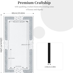 OGG19 - Oglinda 100 sau 120 cm, pentru perete, ornamentala dormitor, living - Argintie - Img 9