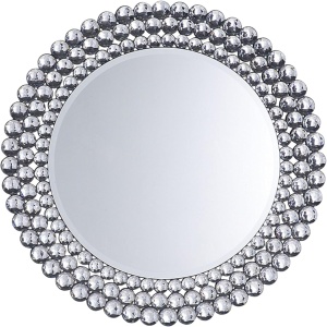 OGG208 - Oglinda ornamentala 70 cm, pentru perete, dormitor, living - Argintie - Img 4