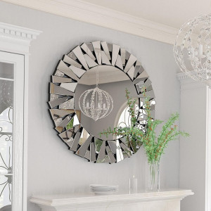 OGG32 - Oglinda ornamentala 80 cm, pentru perete, dormitor, living - Argintie - Img 6
