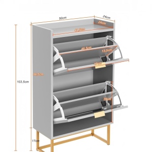 PANG11 - Pantofar 50 cm, cu 2 copartimente, pantofare, depozitare pantofi, mobilier hol - Gri / Alb / Negru / Albastru - Img 10