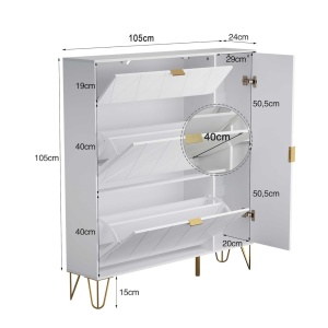 Pantofar 105 cm, pantofare, depozitare pantofi cu 3 Compartimente, si Dulapior, mobilier hol Alb / Negru / Crem / Gri / Albastru - PANA42 - Img 12