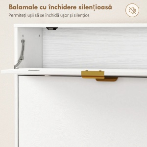 Pantofar alb, 99 cm, pantofare, depozitare pantofi, mobilier hol cu rafturi - PANA40 - Img 3