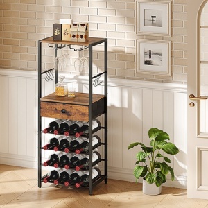 RVI7 - Rafturi Vin, 40 cm, depozitare vin, raft stil industrial, bucatarie, living, dining - Negru - Maro - Img 4