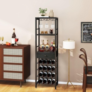 RVI8 - Rafturi Vin, 40 cm, depozitare vin, raft stil industrial, bucatarie, living, dining - Negru / Alb / Maro - Img 9