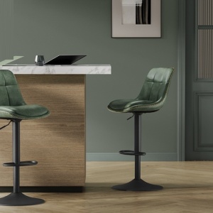 SCB3 - Set 2x Scaune Bar Negre / Maro / Gri / Verde - Piele ecologica - Img 3