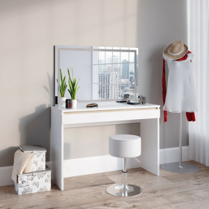 SEA370 - Set Masa alba toaleta 120 cm cosmetica machiaj, oglinda cu LED, masuta vanity