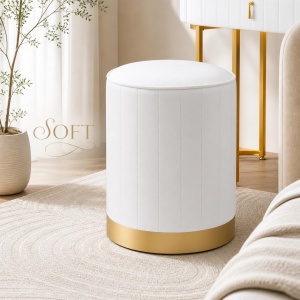 SEA75 - Set Masa toaleta, 100 cm, cosmetica, masa machiaj cu oglinda, masuta vanity cu scaun - Alb-Auriu - Img 2