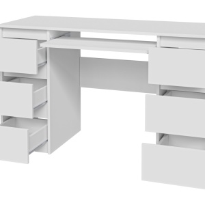 BIA501 - Birou 130 cm, masa office cu 6 sertare - Alb - Img 2