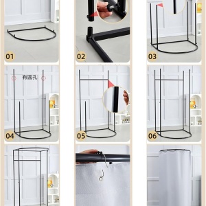 CABP1 - Cabina de Proba Portabila, 100 x 95 cm, independenta - Aurie cu perdea Neagra sau Gri - Img 3
