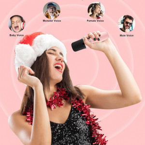 CADC5 - Set Sistem Mini Karaoke si 1 Mini Microfoan, Jucarii copii, Cadou pentru Craciun, Petreceri in familie - Roz - Img 4