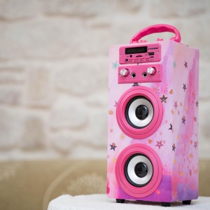CADC9 - Set Sistem Mini Karaoke si 2 Mini Microfoane, Jucarii copii, Cadou, Petreceri in familie - Roz - Img 7