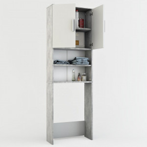 DUG201 - Dulap, masca pentru masina de spalat rufe 64 x 26 x 190 cm - Gri antichizat - Img 4