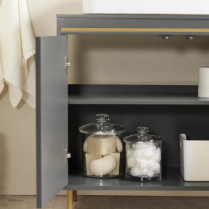 LISIA3 - Set Mobilier Baie Marga 2 piese - masca chiuveta, dulap inalt - Gri - Auriu - Img 6