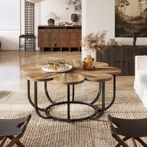 MAI21 - Masuta de cafea, 100 cm, masa living, stil industrial - Maro - Negru - Img 3