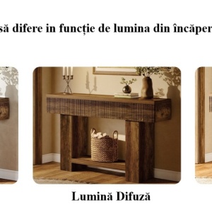 MAM30 - Masa Consola, 140 cm, masuta hol cu Front Riflat, living, dining, dormitor - Maro - Img 7