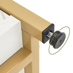 MANIAU209 - Masuta manichiura, 108 cm, birou cu 3 sertare si rafturi, masa cosmetica pentru salon - Alb / Negru - Auriu - Img 10