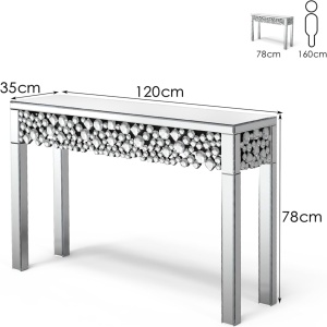MAOG205 - Masa toaleta oglinda, masuta consola, 120 cm, cosmetica machiaj, vanity birou, Argintiu - Img 7
