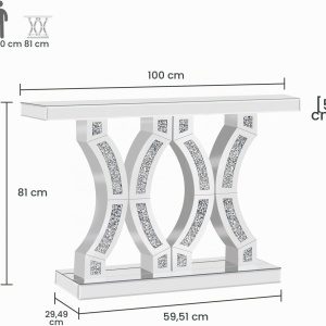 MAOG6 - Masuta consola hol, 100 cm, cosmetica machiaj oglinda masuta - Argintie Oglinda - Img 5