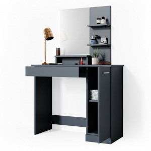 Masuta machiaj cu Oglinda LED si 1 Sertar pentru Cosmetice, Set Masa toaleta 90 cm, masuta cosmetica, vanity - SEN229 - Img 4