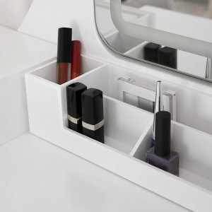 Masuta machiaj cu Oglinda LED si 5 Sertare pentru Cosmetice, Set Masa toaleta 80 cm, Alb, masuta cosmetica, vanity - SEA338 - Img 3
