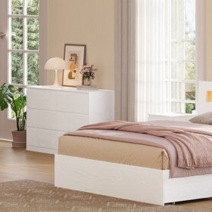 Masuta machiaj cu Oglinda LED si 9 Sertare pentru Cosmetice, Set Masa toaleta 110 cm, Alb, masuta cosmetica, vanity - SEA822 - Img 4