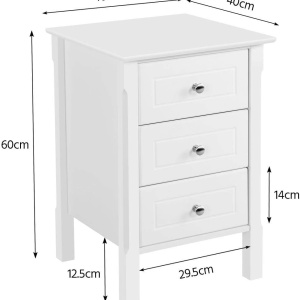 NOA247 - Set 2x Noptiere albe 40 cm, cu 3 sertare - Alb sau Negru - Img 4