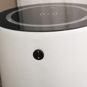NOA75 - Set 2x Noptiere 45 cm, cu 3 sertare, LED, Incarcare Wireless, Inchidere Amprenta, Sticla Securizata, dormitor - Alb - Img 6