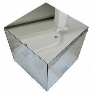 NOOG506 - Noptiera oglinda, 35 cm, pentru dormitor - Oglinda - Argintiu-Alb