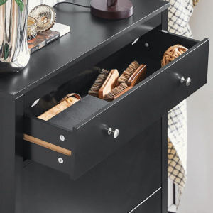 PANN3- Pantofar 80 cm foarte ingust, 2 compartimente si sertar, pantofare, depozitare pantofi, mobilier hol - Negru - Img 5