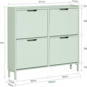 PANV2 - Pantofar 100 cm foarte ingust, 4 compartimente, pantofare, depozitare pantofi, mobilier hol - Verde - Img 8