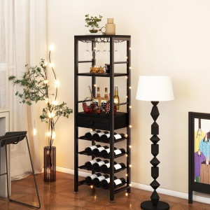 RVI8 - Rafturi Vin, 40 cm, depozitare vin, raft stil industrial, bucatarie, living, dining - Negru / Alb / Maro