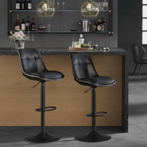 SCB3 - Set 2x Scaune Bar Negre / Maro / Gri / Verde - Piele ecologica - Img 10