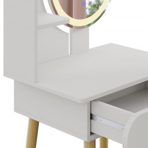 SEA448 - Set Masa toaleta 60 cm cosmetica machiaj, oglinda cu LED, masuta vanity - Alb - Img 7