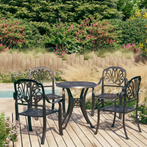 SEGN705 - Set Masa si 4 scaune gradina, terasa, balcon aluminiu turnat, la alegere masa 78 cm sau 90 cm - Negru