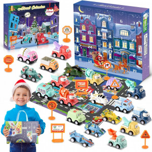 CADV2 - Calendar Advent Copii pentru 2-6 ani - Masinute, 24 Surprize pentru Craciun