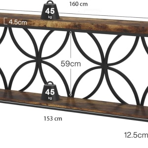 MACI32 - Masa Consola, 160 cm, masuta hol, living, dormitor - Negru - Maro - Img 8