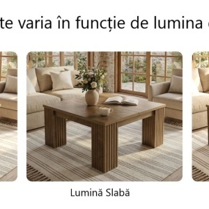 Masuta de cafea patrata, 100 cm, masa canapea Maro, Riflaj - MCM2 - Img 11