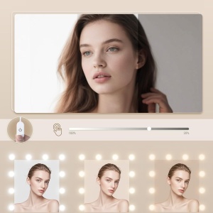 Masuta machiaj cu Oglinda LED si 11 Sertare pentru Cosmetice, Set Masa toaleta 108 cm, Alb, masuta cosmetica, vanity - SEA9 - Img 4