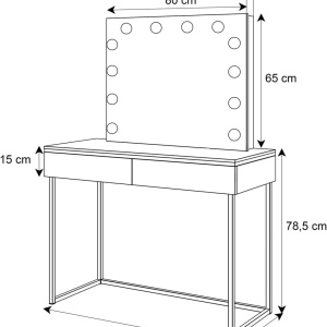 Masuta machiaj cu Oglinda LED si 2 Sertare pentru Cosmetice, Set Masa toaleta 102 cm, masuta cosmetica, vanity - SEC212 - Img 2