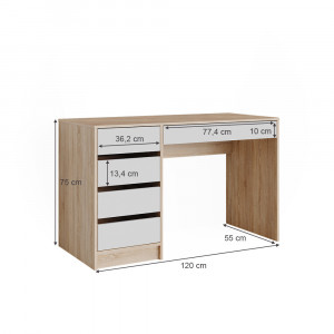 Masuta machiaj cu Oglinda LED si 5 Sertare pentru Cosmetice, Set Masa toaleta 120 cm, Alb, masuta cosmetica, vanity - SEM238 - Img 6