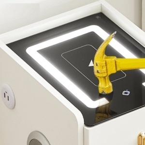 NOA1 - Set 2x Noptiere Smart, 30 cm, cu 3 sertare, LED, USB, Bluetooth, Incarcator Wireless, mobilier dormitor - Alb - Img 4