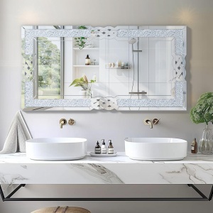 OGG19 - Oglinda 100 sau 120 cm, pentru perete, ornamentala dormitor, living - Argintie - Img 12